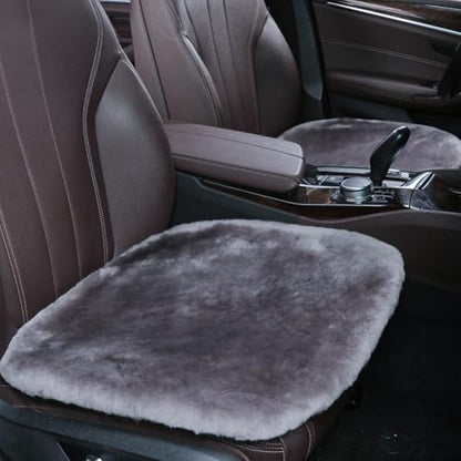 OGLAND 2 Pack Fuzzy Sheepskin Car Seat Covers for Soft Fur Wool Cushions - color: Misty Gray