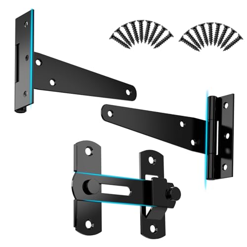 T Strap Hinges, Tee Hinge, T-Gate Hinges, Gate Strap Hinges, Wooden Fences Door, Barn Door, Shed Doors,Cabinet Door,Pet House Door, Barn Door Lock Latches 1PC (4 inch) - size: 4 inch set