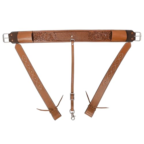 HILASON Horse Western Carved Leather Rear Flank Back Cinch Girth Saddle Billets Comfytack | Billet Strap