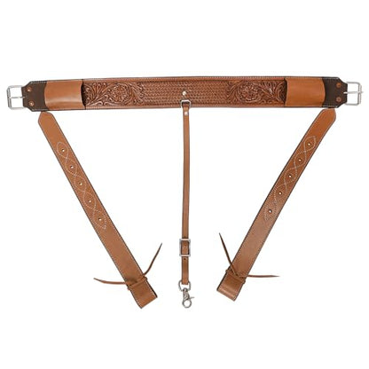 HILASON Horse Western Carved Leather Rear Flank Back Cinch Girth Saddle Billets Comfytack | Billet Strap