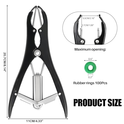 Goat Banding Kit,Castration Bander with 100Pcs Rubber Castration Rings,Balloon Expander Pliers Tool