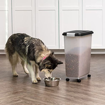 IRIS USA Dog Food Storage Container, Up to 38 lbs, Black, Made in USA - color: Black, size: 38 lbs