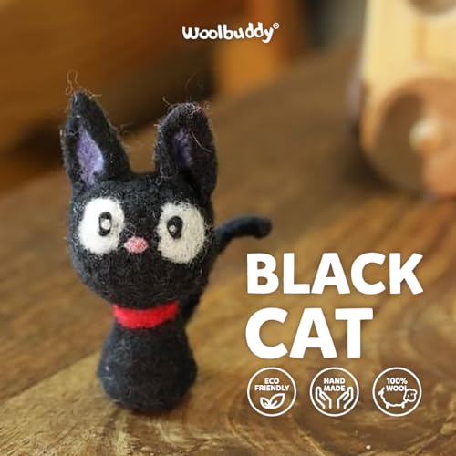 Woolbuddy Needle Felting Starter Kit (Black Cat) for Adults with DIY Tool - color: Black Cat