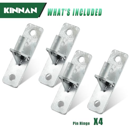 KINNAN 4 Pack Wall Mount Gate Hinges, Heavy Duty Gate Hinge for Farm Gate, Flat Back Farm Gate Hinge with 5/8" Pin, Chain Link Fence Parts, Galvanized Steel (Screws Not Included)