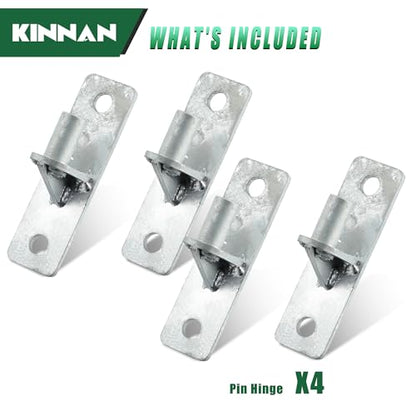 KINNAN 4 Pack Wall Mount Gate Hinges, Heavy Duty Gate Hinge for Farm Gate, Flat Back Farm Gate Hinge with 5/8" Pin, Chain Link Fence Parts, Galvanized Steel (Screws Not Included)