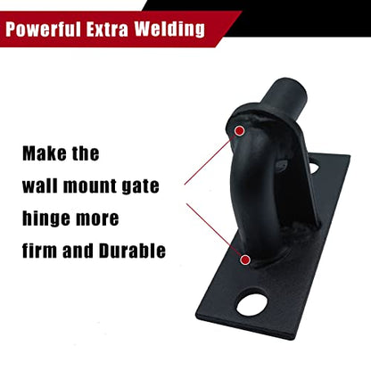 2 Pack Wall Mount Gate Hinges, Heavy Duty Chain Link Fence Gate Hinges with 5/8 Hinge Pin for Fences & Farm Gates, Black - color: Black-2pcs
