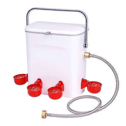 Automatic Chicken Waterer with Float Valve, Hose, and 4 Water Cups