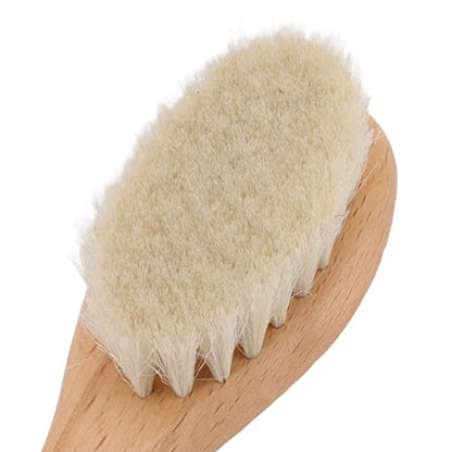 Baby Hair Brush Set, Natural Goat Hair Bristles Gentle on Scalp, Double Sided Comb, Newborn Scalp Massage Tool, Soft and Non-Irritating for Sensitive Skin, for Newborns Toddlers Ba