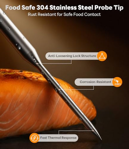 LockView FM151 Meat Thermometer with Temp Lock & Auto-Resume, Multi-Tested 0.5 Sec Instant Read Digital Probe, IP67 Waterproof 18/8 Stainless Steel for Cooking, Grilling, BBQ, Smoker, Candy, Black