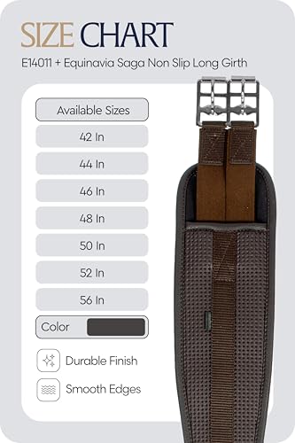 Equinavia Saga Long English Girths for Horses, Easy Care Non-Slip Design - size: 46"