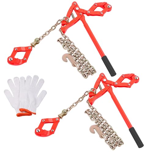 Chain Fence Strainer Plain Barbed Woven Wire Stretcher Tool for Center & End Post Pull, Carbon Steel Fence Tensioner Repair Tool, 47.25" Chain Capacity 2200lbs Farm, Ranch (Red, 2 Pack) - color: Red (2 Pack)