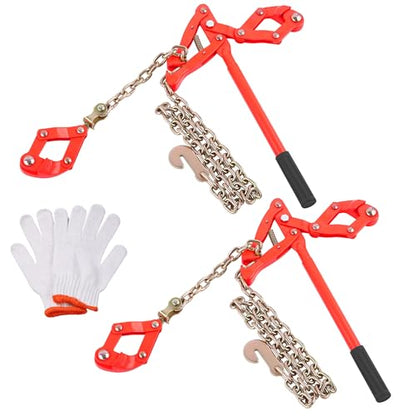 Chain Fence Strainer Plain Barbed Woven Wire Stretcher Tool for Center & End Post Pull, Carbon Steel Fence Tensioner Repair Tool, 47.25" Chain Capacity 2200lbs Farm, Ranch (Red, 2 Pack) - color: Red (2 Pack)