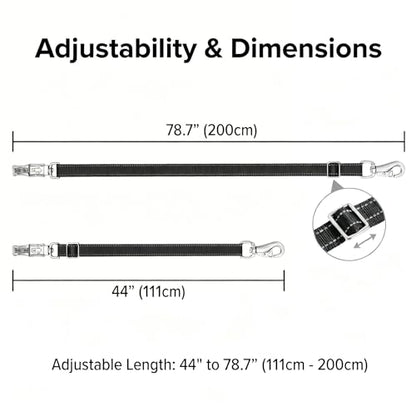 2-Pack Cross Ties for Horses (44"-78.7") - Adjustable Heavy Duty Reflective Equine Trailer Tether with Panic & Bull Snap, 360° Anti-Tangle Grooming Straps, Equestrian Barn Equipment (Black) - color: Black