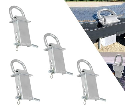 Mytee Products 4 Pack 5/8 Inch Stake Pocket D Rings, 18000 lbs | Zinc Coated Heavy Duty Adjustable Trailer Stake Pocket Tie Down Utility for Flatbed Trucks & Trailer w/Hitch Pin, 4 Holes - color: Silver, size: 4 - Pack