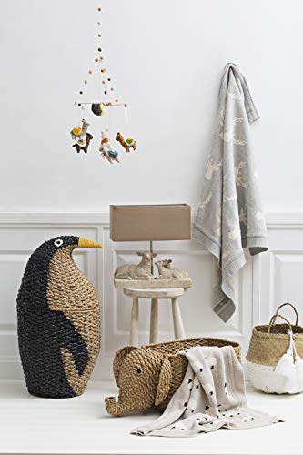Creative Co-Op Grey Cotton Knit Sheep Blanket - color: Gray, size: 40" L x 32" W