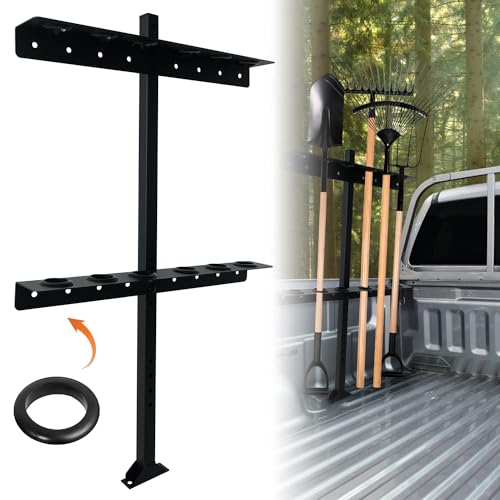 MEWSDEN Trailer Racks for Lawn Equipment, Trailer Tool Rack Shovel Holder for Shovels, Rakes, Hoes, Landscape Hand Tool Rack for Open Trailers, Lawncare Accessories, with 6 Tool Holes&Rubber Grommets
