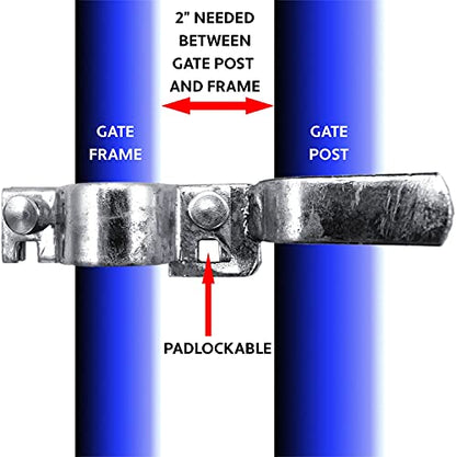 1-7/8" x 1-3/8" Chain Link Fence Gate Fork Latch - Galvanized Latch with Hole for Padlock - size: 1-7/8"x1-3/8"