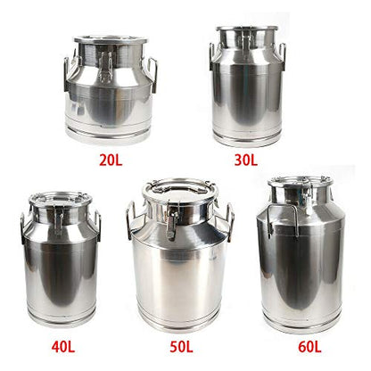Stainless Steel Milk Can Wine Pail Bucket Jug Keg Oil Barrel Tea 10-60L Option (30L) - size: 30L