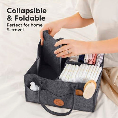 KeaBabies Baby Hair Brush and KeaBabies Diaper Caddy Organizer - Baby Brush with Soft Goat Bristles, Organizer for Nursery, Cradle Cap Hairbrush