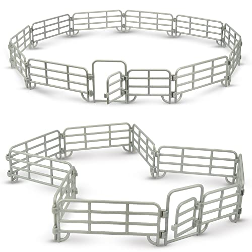 TOYMANY 20PCS Plastic Fence Toys Corral Fencing Panel Accessories Playset - style: Silver(20PCS)