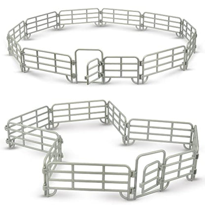 TOYMANY 20PCS Plastic Fence Toys Corral Fencing Panel Accessories Playset - style: Silver(20PCS)