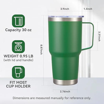 30 oz Stainless Steel Tumblers Bulk with Handle and Lid, 4 Pack - color: Dark Green