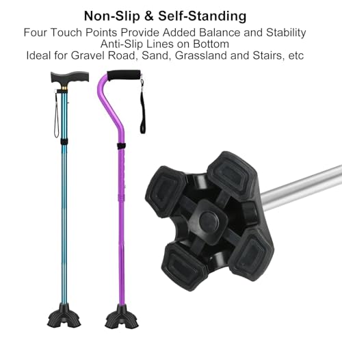 supregear Cane Tip 1 inch Heavy Duty - Self Standing Rubber Quad Base - size: 1 inch