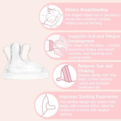 COMI Natural Glass Baby Bottles for Breastfeeding Babies,Newborn Anti-Colic Baby Bottle Set with Slow Flow Nipple,0-3 Months,BPA-Free,4 oz,2 Pack - style: 4 oz(2 Pack with Pacifier)