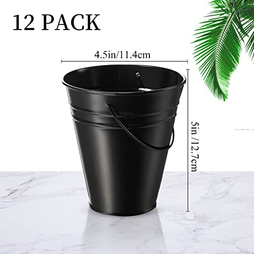 Sadnyy 12 Pack 4.5 X 5 inch Black Metal Buckets - color: Black, size: 4.5 x 5 in