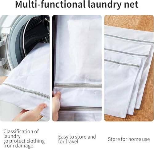 3Pcs Durable Honeycomb Mesh Laundry Bags for Delicates 16 x 20 Inches (3 Large) - size: Large