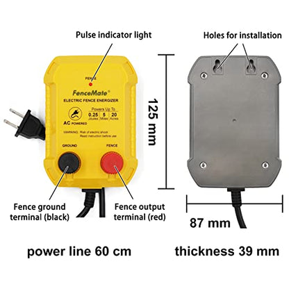 FenceMate AC Powered Electric Fence Charger Output 0.25J up to 5 Miles