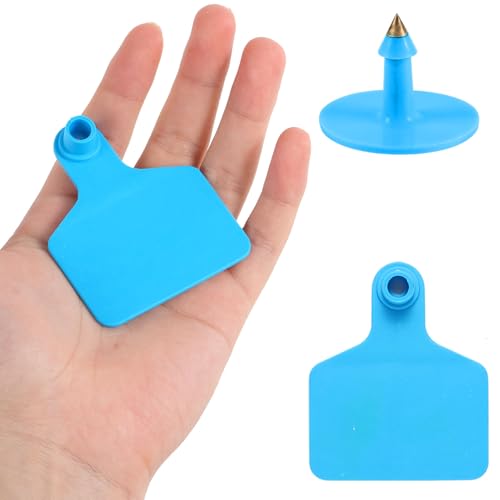 100PCS Large Size Plastic Livestock Ear Tags - ID Tags for Cattle, Sheep, Goats, Pigs - Blue - color: Blue