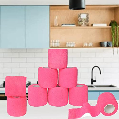 2 Inches Self Adhesive Bandage Wrap Cohesive Wrap, 9 Pack, Pink - color: Pink, size: 2 Inch