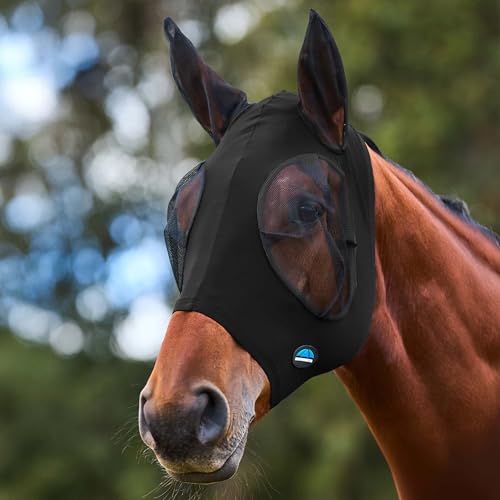 WeatherBeeta ComFiTec Stretch Fly Mask with Ears, Black/Black, XXSmall - color: Black/Black, size: XXS