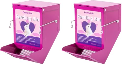 Metal Small Animal Feeder with Lid, Heavy Duty Feeder, Large Capacity Food Dispenser, Great for Rabbits, Guinea Pigs, Chinchillas and Other Small Animals. (4.6 inch, Purple) (Pack of 2) - color: Purple, size: 4.6 inch (Pack of 2)