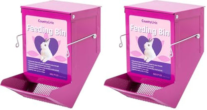 Metal Small Animal Feeder with Lid, Heavy Duty Feeder, Large Capacity Food Dispenser, Great for Rabbits, Guinea Pigs, Chinchillas and Other Small Animals. (4.6 inch, Purple) (Pack of 2) - color: Purple, size: 4.6 inch (Pack of 2)