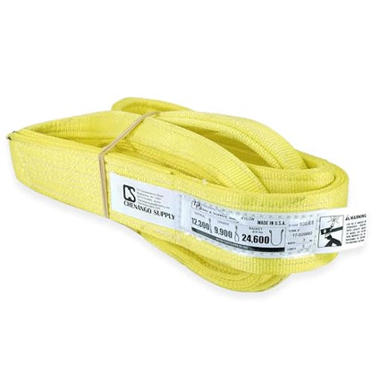 3" x 8' Nylon Lifting Web Sling – USA Made, 12,300 lb Vertical, 9,900 lb Choker, 24,600 lb Basket – 3 Ply Heavy Duty 900 Webbing, Type 3 Flat Eye & Eye Rigging Sling (3" x8') - size: 3"x8'
