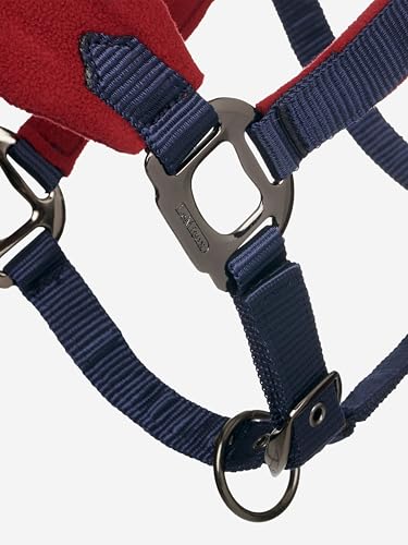 LeMieux Vogue Fleece Headcollar - Halter & Leadrope - Extra Padding, Adjustable at Curb and Poll Strap - color: Burgundy / Navy, size: full