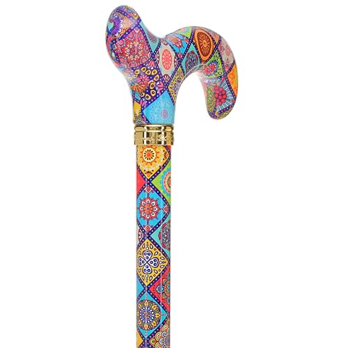 Royal RC Canes Walking Sticks for Men and Women - Stylish Designer Fashionable Adjustable Derby Canes - Lightweight Aluminum Cool Walking Sticks with HD Patterns - color: Colorful Collage