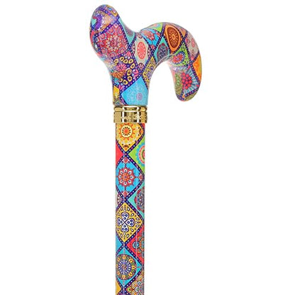 Royal RC Canes Walking Sticks for Men and Women - Stylish Designer Fashionable Adjustable Derby Canes - Lightweight Aluminum Cool Walking Sticks with HD Patterns - color: Colorful Collage