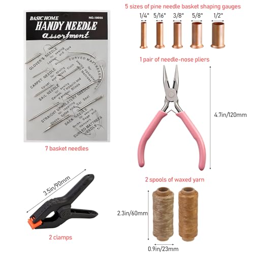 Pine Needle Basket Making Set with Gauge Coiling Tool and Waxed Thread - color: copper