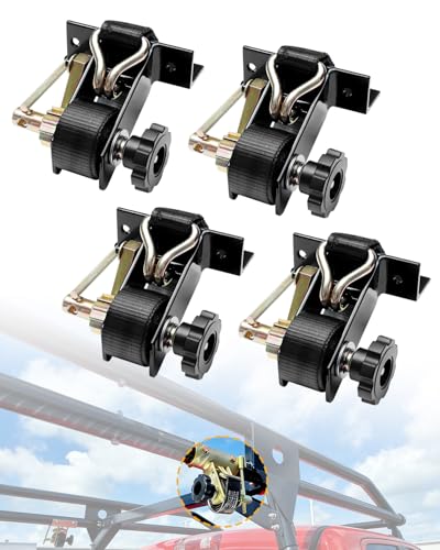 Ladder Rack Ratchet Straps with J-Hook (4 PCS), Cargo Buckle Lock Strap - color: Black (4 pcs), size: Black Square Tube