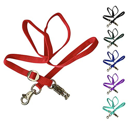 Majestic Ally Double Thick 36" to 72" Trailer Tie for Horse Haulage, Cross tie with Adjustable Buckle, Panic Snap and Bull Snap – 1" Wide by 36" to 72" Long (Red) - color: Red