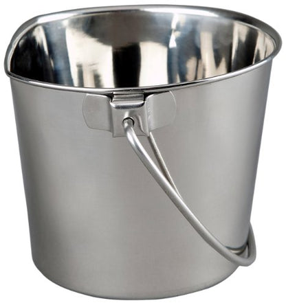 ADVANCE PET PRODUCTS 9 Quart Heavy Duty Stainless Steel Flat Side Bucket | Durable Food & Water Pail for Dogs, Cats, Kennels, Cages and Critter Crates | Multi-Purpose Bucket - size: 9 Quart - Not Hooked