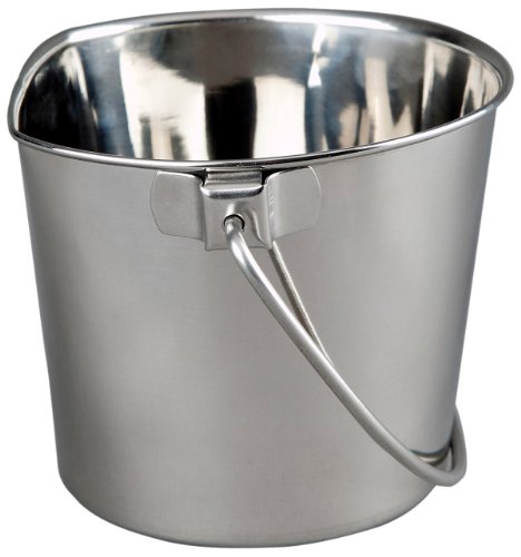 ADVANCE PET PRODUCTS 9 Quart Heavy Duty Stainless Steel Flat Side Bucket | Durable Food & Water Pail for Dogs, Cats, Kennels, Cages and Critter Crates | Multi-Purpose Bucket - size: 9 Quart - Not Hooked
