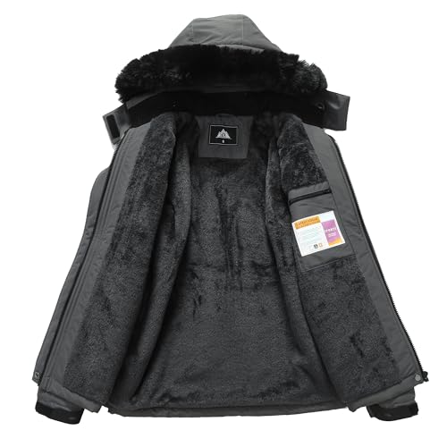 MOERDENG Women's Warm Winter Coat Insulated Snowboarding Jacket - color: Darkgrey, size: Medium