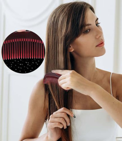 Dandruff Comb Removal Hollow Fine Tooth Scalp Detox Hair Care Tool 2PC | Build Up Flakes Lice Comb, Self Cleaning, Button Release Design, Anti Slip Comb Handle, Scalp Masssage, for Women Men Kids - color: 2PC Black+Red