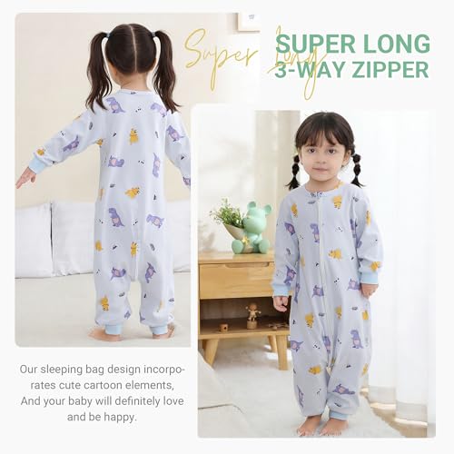 MICHLEY Baby Sleeping Sack with Legs Cotton Long Sleeve Toddler Wearable Blanket Sleeping Bag 6 Months-6 Years - color: Dinosaur, size: 6-18 Months