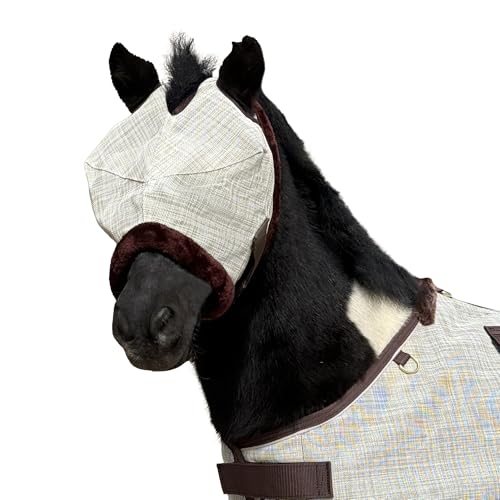 Kensington Equine Miniature Fly Mask w/Fleece Trim Size: B-Large Color: 500 - Desert Sand - color: 500-desert Sand, size: B-Large
