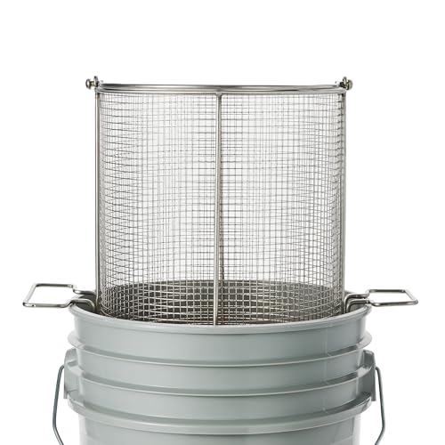 Dip N’ Drain – Stainless Steel Part Cleaning Strainer Basket for 5-Gallon Buckets (Bucket Not Included) | 1/4″ Mesh, Swing Handle, Great for Mechanics, Auto Parts, Garage, Shop & Home Cleaning - size: 5 Gal. 1/4" Mesh - No Bucket